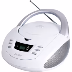 Denver TCU-211WHITE, 1,18 kg, Argent, Blanc, Lecteur CD personnel