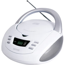Denver TCU-211WHITE Lecteur de CD Lecteur CD personnel Argent, Blanc