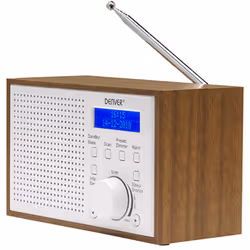 Denver DAB-46WHITE, Internet, Analogique et numérique, DAB+, FM, 2 W, LCD, Marron, Blanc