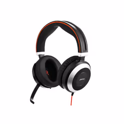 Jabra Evolve 80 Stereo, Avec fil, Bureau/Centre d'appels, Casque, Noir, Rouge, Argent