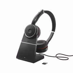 Jabra Evolve 75 MS Stereo, Avec fil &amp;sans fil, Bureau/Centre d'appels, 20 - 20000 Hz, 177 g, Casque, Noir, Rouge