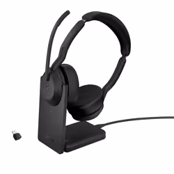 Jabra Evolve2 55, Avec fil &amp;sans fil, Bureau/Centre d'appels, 20 - 20000 Hz, 130 g, Casque, Noir