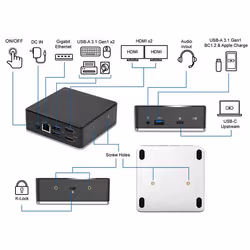 Gearlab GLB232002 station d'accueil Avec fil USB 3.2 Gen 1 (3.1 Gen 1) Type-C Noir