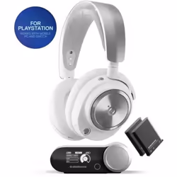 Steelseries Arctis Nova Pro sans fil pour PC et PlayStation, Avec fil &sans fil, Jouer, 10 - 40000 Hz, Casque, Argent, Blanc