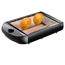 Melissa 16140145 - Grille-pain plat avec tiroir ramasse-miettes amovible 600 W - Noir