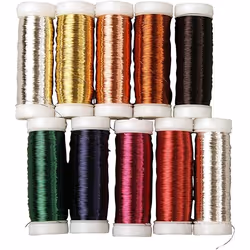 Creativ Company Fil pour fleur, Fil pour fleurs, Noir, Bleu, Bronze, Or, Vert, Rose, Rouge, Or rose, Argent, 10 pièce(s), 500 ...