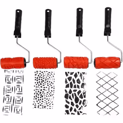 Creativ Company 10466, Kit rouleaux à peinture, Noir, Rouge, Mur, 100 mm, 4 pièce(s)