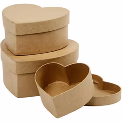 Creativ Company Boîtes coeurs, Boîte de rangement, Cappucino, Autres, Carton, Monochromatique