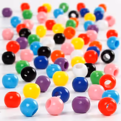 Perles rondes en plastique - Non spécifié - réf 618310 - Large trou - 10 couleurs - Mixte