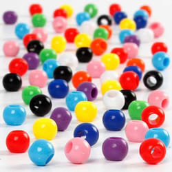 Perles rondes en plastique - Non spécifié - réf 618310 - Large trou - 10 couleurs - Mixte