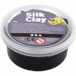 Creativ Company Silk Clay, Pâte à modeler, Noir, Enfant, Pot en plastique, Garçon/Fille, 40 g
