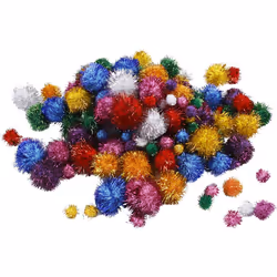 Creativ Company 518920, pompons décoratifs, Couleurs assorties, Rond, 75 pièce(s), 62 g