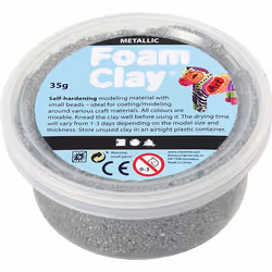 Creativ Company Foam Clay, Pâte à modeler, Argent, Enfant, Pot en plastique, Garçon/Fille, 35 g