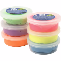 Creativ Company 79140, Pâte à modeler, Bleu, Vert, Orange, Rose, Violet, Jaune, Enfant, Pot en plastique, 14 g, 6 pièce(s)