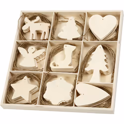 Creativ Company Décoration en bois - assortiment, Noël, dim. 7-8 cm, ép. 3 mm, triplex, 72pièces, Boules de décoration de noë ...