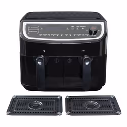 GASTRONOMA 18290003 friteuse Double 9 L Autonome 2400 W Friteuse sans huile Noir, Acier inoxydable