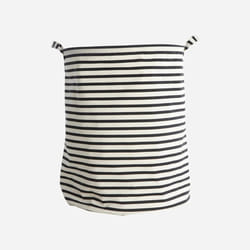 House Doctor Stripes panier à linge Rond Coton, Polyester, Rayon Noir, Blanc