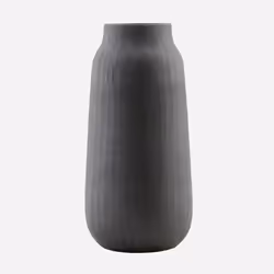 House Doctor Groove, Vase rond, Argile, Noir, Noir, Table, Intérieure et extérieure