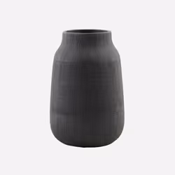 House Doctor Groove, Vase rond, Argile, Noir, Noir, Table, Intérieure et extérieure