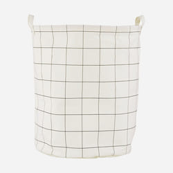 House Doctor 205720421 panier à linge Rond Coton, Polyester, Rayon Noir, Blanc