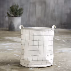 House Doctor 205720421 panier à linge Rond Coton, Polyester, Rayon Noir, Blanc