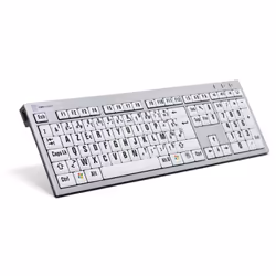 Logickeyboard LargePrint, Taille réelle (100 %), Avec fil, USB, ĄŽERTY, Blanc