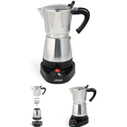 Cafetière italienne électrique - INOX - 6 tasses - 480 W - Socle pivotant 360° - Maintien au chaud