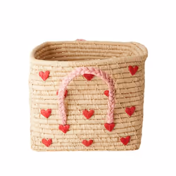 Rice BSRAT-30HEA, Beige, Rouge, Tissu, Panier, Motif, Intérieure, 300 mm