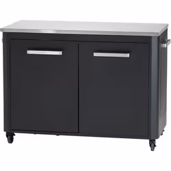 Cuisine extérieure double - COZZE - 90526 - 1274 x 601 x 905 mm - Plan de travail Inox 120 cm- Noir