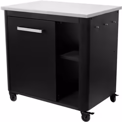 Desserte simple - COZZE - 90527 - L 935 x P 670 x H 900 mm - Plan de travail laqué inox - Poids max 100 kg - Noir