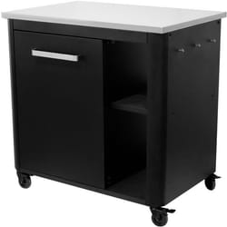 Desserte simple - COZZE - 90527 - L 935 x P 670 x H 900 mm - Plan de travail laqué inox - Poids max 100 kg - Noir