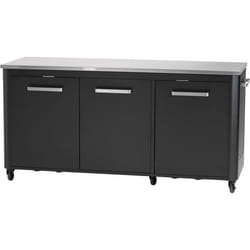 Cuisine extérieure triple - COZZE - 90528 - L2100 x 670 x H900 mm - Plan de travail inox 180cm - Noir