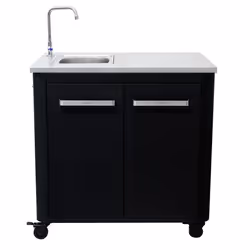 Module évier - COZZE - 90529 - L 935 x P 670 x H 900 mm - Plan de travail inox 90 cm - Noir