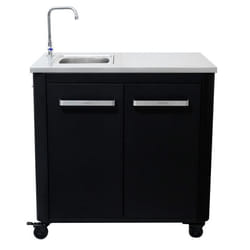 Module évier - COZZE - 90529 - L 935 x P 670 x H 900 mm - Plan de travail inox 90 cm - Noir