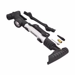Mini pompe à air pour vélo avec manomètre. Comprend un adaptateur pour les matelas pneumatiques et les ballons.