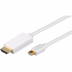 Microconnect MDPHDMI1, 1 m, HDMI Type A (Standard), Mini DisplayPort, Or, Blanc, Mâle/Mâle