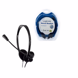 LogiLink Stereo Headset Earphones with Microphone, Avec fil, Appels/Musique, 8 - 22000 Hz, Casque, Noir