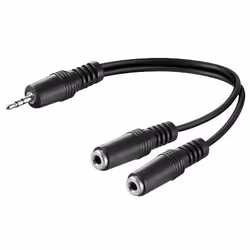 Microconnect AUDLR02, 3,5mm, Mâle, 2 x 3.5mm, Femelle, 0,2 m, Noir