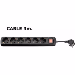 Microconnect GRU0063B, 3 m, Intérieure, Type F, Type F, Noir, 6 sortie(s) CA