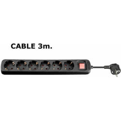 Microconnect GRU0063B multiprise 3 m 6 sortie(s) CA Intérieure Noir