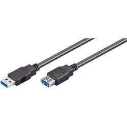 Microconnect USB3.0AAF3B, 3 m, USB A, USB A, USB 3.2 Gen 1 (3.1 Gen 1), Mâle/Femelle, Noir