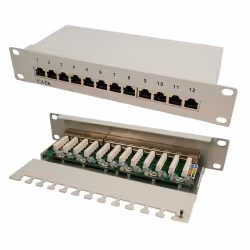Digitus CAT 6, panneau de brassage de classe E, blindé, RJ-45, Noir, Acier galvanisé, SECC, Montage de rack, 1U, 280 mm