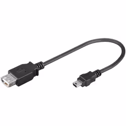 Microconnect USBAFBM, 0,2 m, USB A, Mini-USB B, USB 2.0, Mâle/Femelle, Noir