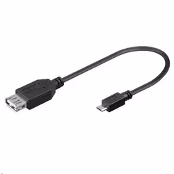 Microconnect USBABMICRO2, 0,2 m, USB A, Micro-USB B, USB 2.0, Mâle/Femelle, Noir