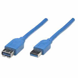 Manhattan 322379, 2 m, USB A, USB A, USB 3.2 Gen 1 (3.1 Gen 1), Mâle/Femelle, Bleu
