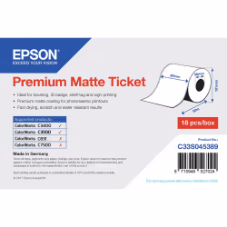 Epson Rouleau d'étiquettes Premium Matte 80mm x 50mm pour TM-C3400, Mat, 107 g/m², 1 pièce(s), 107 mm, 108 mm, 89 mm