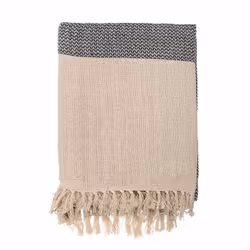 Bloomingville 14208833 plaid 130 x 160 cm Acrylique, Coton, Polyester Beige, Gris