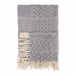 Bloomingville Rodion Plaid, Gris, Coton recyclé