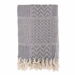 Bloomingville Rodion Plaid, Gris, Coton recyclé