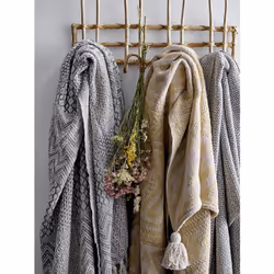 Bloomingville Rodion Plaid, Gris, Coton recyclé